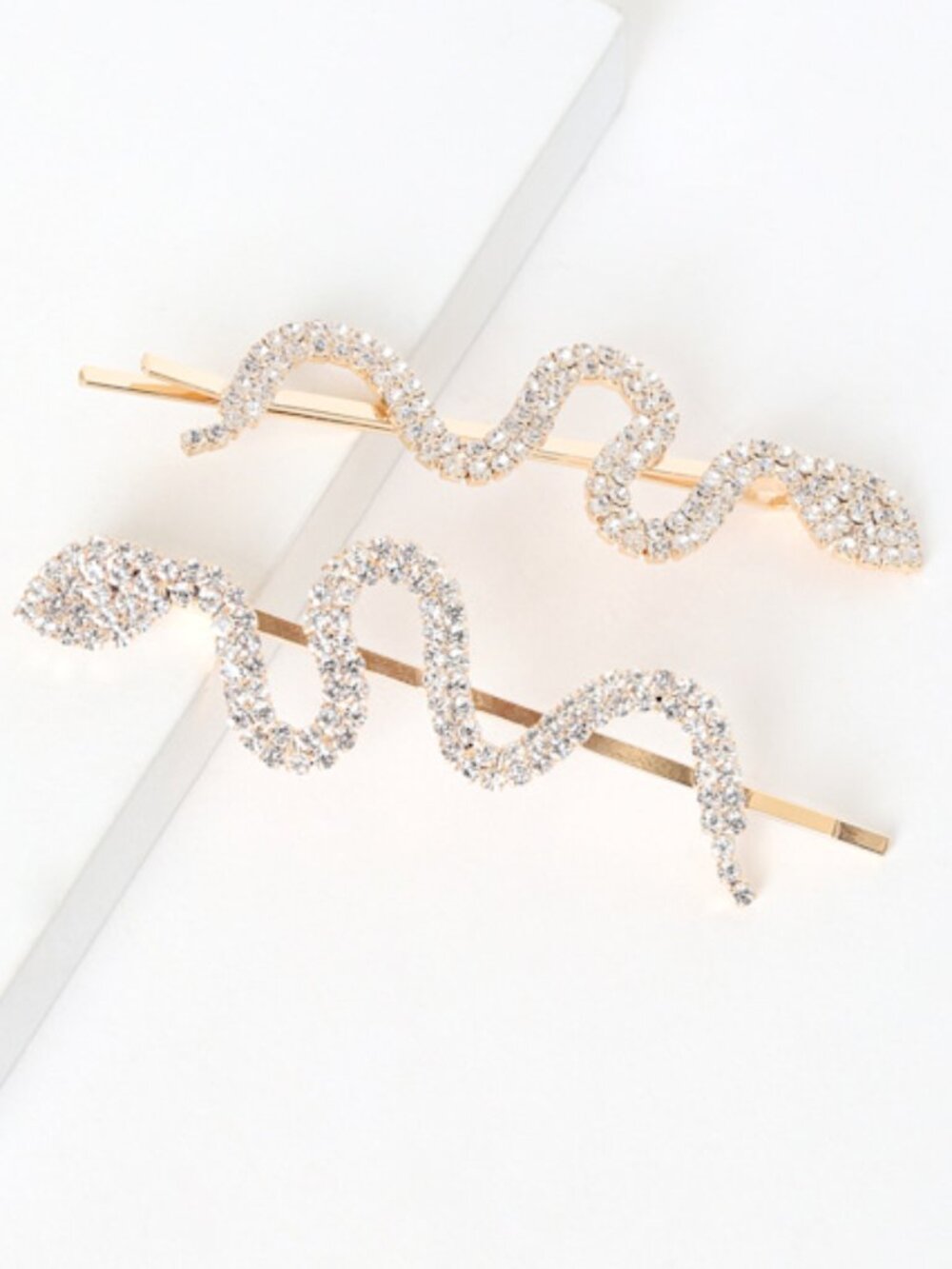 Lulus Big Reputation Gold Rhinestone Snake Hair Pins